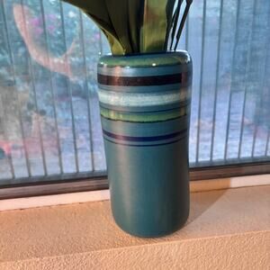 Bitossi Rosenthal Netter Vase • 1960s Italian Pottery Aldo Londi Fasce Colorate